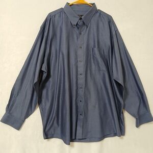 Jos. A. Bank Men Button Down Dress Shirt XXL Cotton Blue